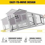 AIVITUVIN Chicken Coop with Nesting Box Mobile Chicken House on Wheels for 2-4 Chickens Rabbit Hutch Pull-Out Tray Wooden Poultry Cage Aivituvin
