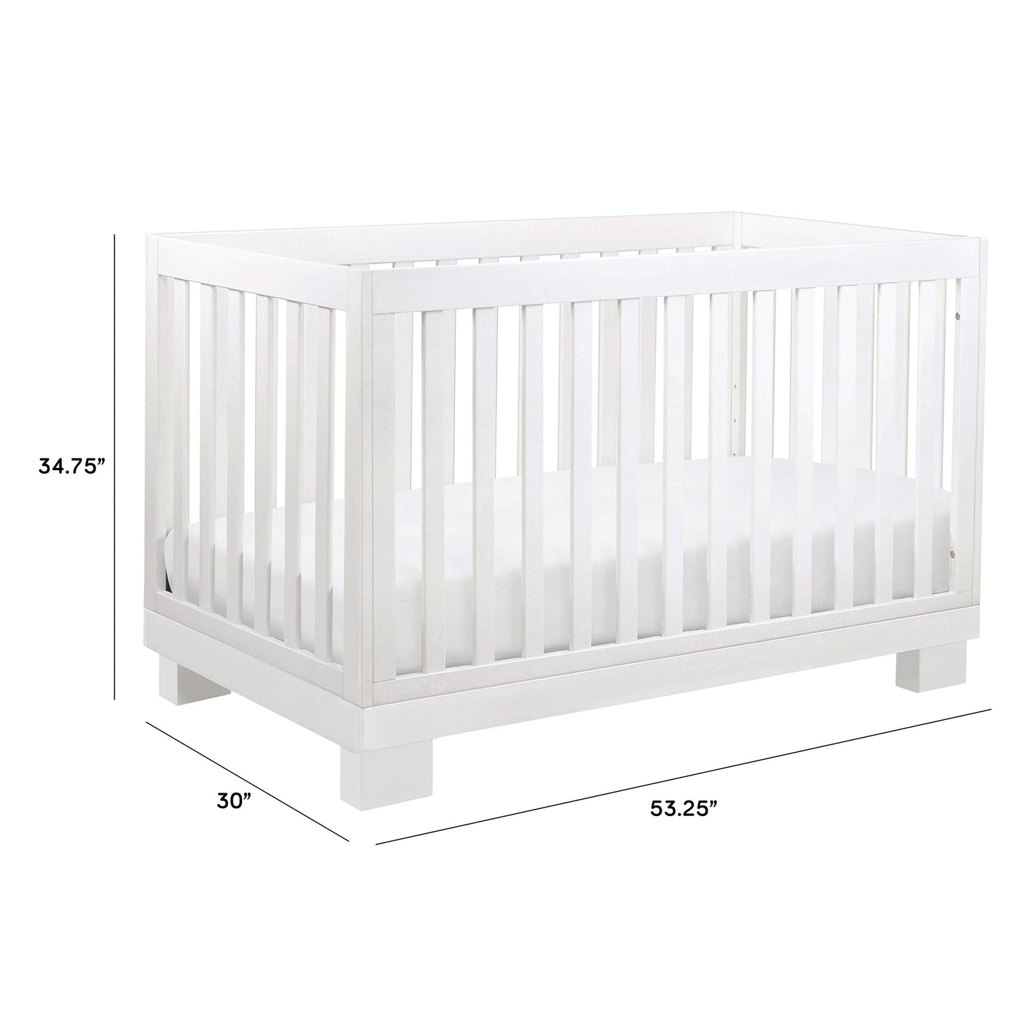 Babyletto Modo 3-in-1 Convertible Crib with Toddler Bed Conversion Kit in White, Greenguard Gold Certified