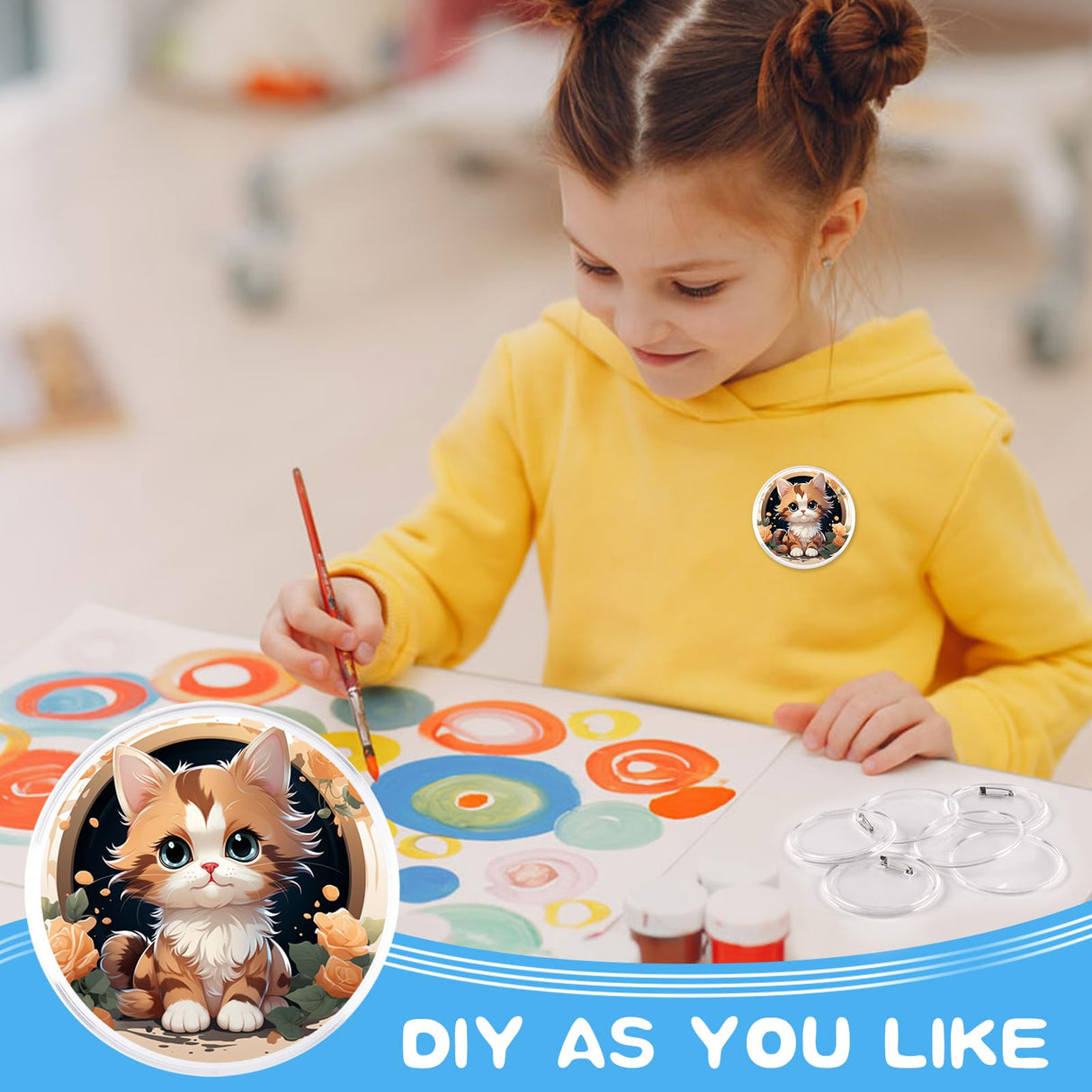 MK.Bear 25 Pack Acrylic Button Pins Badge, 70mm/2.76 Inch Clear Pins Buttons Kit with Blank Round Paper, DIY Badges Acrylic Pin Buttons for Christmas Craft Supplies MK.Bear