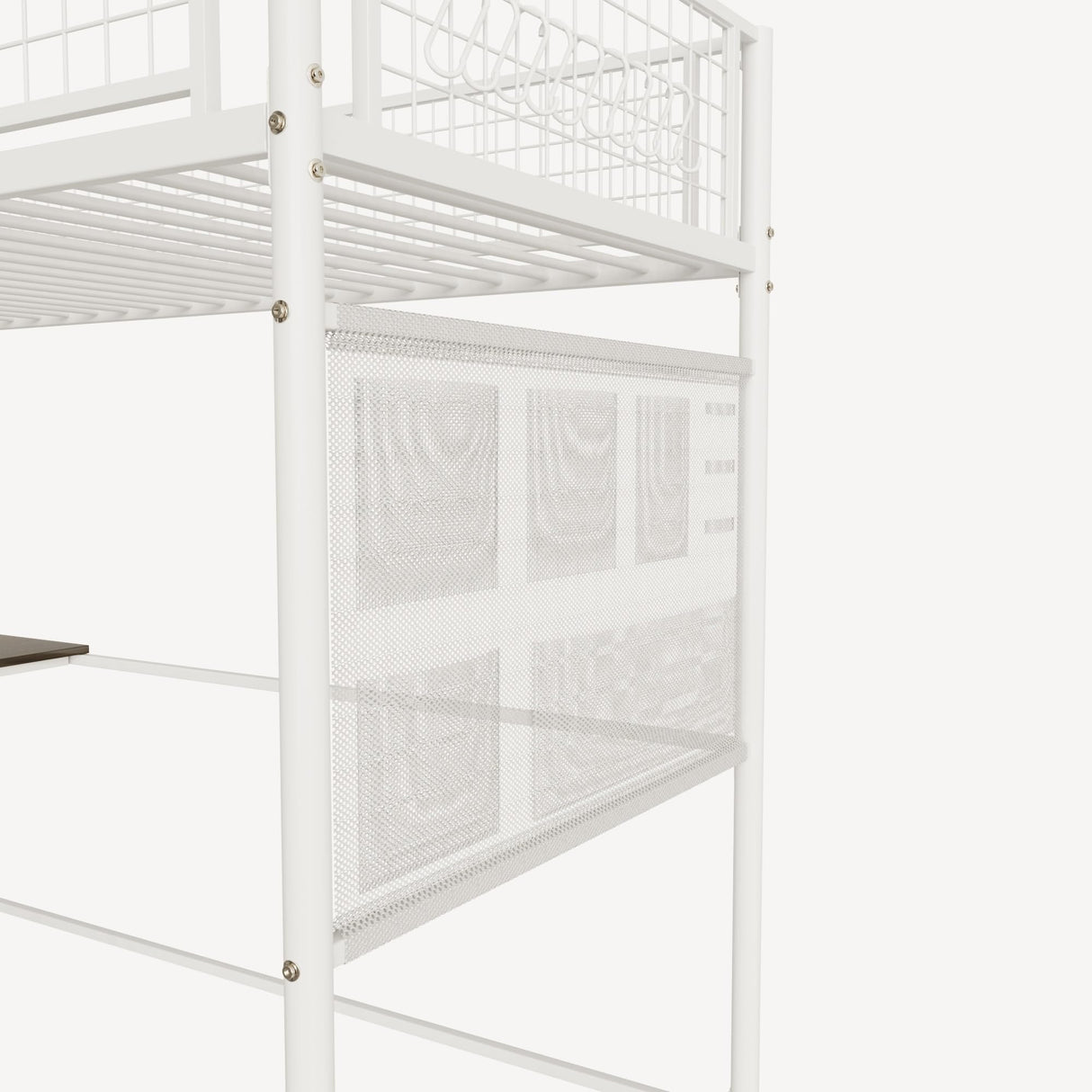 LUMISOL Metal Loft Bed Twin Size, Heavy Duty Metal Loft Bed Frame with Desk, Staircase, Charging Station and LED Lighting for Bedroom, Dormitory, White LUMISOL