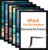 Diamond Art Frame 12x16 Inch - Diamond Painting Frames 30x40 cm Painting Suitable for 10x14in(25*35cm) Picture, Magnetic Diamond Frame, Suitabble Frames Painting for Wall Window Door - 6 Pack (Black) Majreey