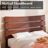 King Size Solid Wood Platform Bed Frame with Wooden Headboard - Easy Assembly, No Box Spring Required, Walnut Finish AMERLIFE
