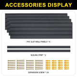HUZJIEHUI 4'H x 4'W PVC Slatwall Panels Garage Wall Storage System, GraphiteSlat Wall Paneling Garage Organizers HUZJIEHUI