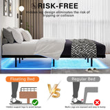 HOMBCK King Size Floating Bed Frame with LED Lights and Heavy Duty Steel Construction HOMBCK