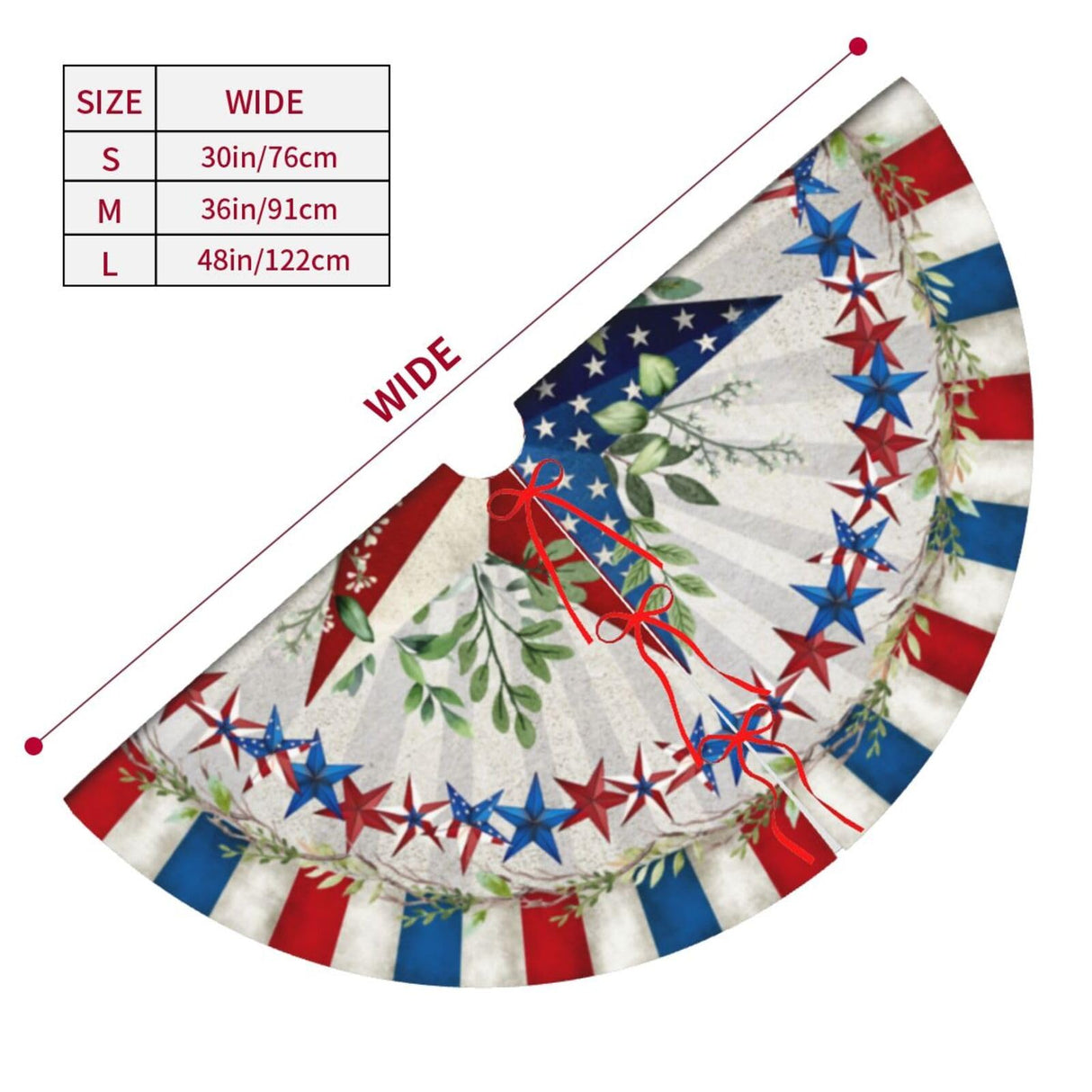 Patriotics 4th of July Tree Skirt Skirt Memorial Day Stars and Stripes Christmas Tree Skirts Veterans Day Xmas Tree Mat Christmas Tree Ornaments Decoration 30" XYSKINO