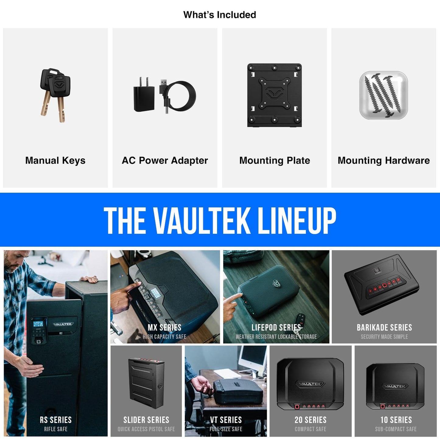 VAULTEK Slider Series Rugged Smart Handgun Safe Quick Auto-Open Sliding Door Pistol Safe with Rechargeable Li-ion Battery (Biometric + ViSN WiFi)