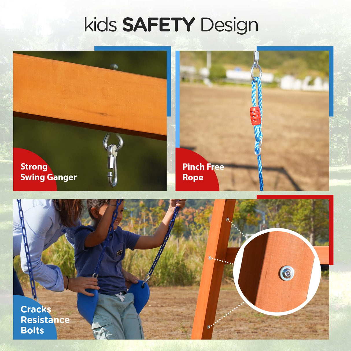 Dolphin Playground Wooden Swing Sets for Backyard, Outdoor Playset with Slide, Sand Box, Climbing Wall, and 2 Belt Swings, Playground Sets for Backyards, Young Kids Outdoor Play Equipment, Ages 3-9 DOLPHIN PLAYGROUND T