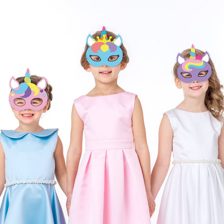 Chiazllta 24 Pcs Color Your Own Unicorn Mask DIY Rainbow Paper Mask Craft Kits for Kids Party Favors Decorations Class Home Activity Coloring Game for Girls Toddlers chiazllta