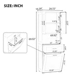 Linique 69.25" H Tall Bathroom Cabinet with Tilt-Out Laundry Hamper Basket and Upper Storage,Storage Cabinet with Two Doors,Adjustable Shelf and Drawer(White) Linique