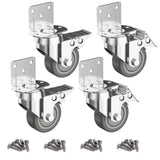 2" L-Shaped Caster Wheels Set of 4 Side Mount Casters with Brake 2 inch Dual Locking Swivel Castors and No Noise TPR Rubber Wheel No Floor Marks Silent Castor for Furniture Baby Bed Cabinet 440Lbs LEE TEAM RISE