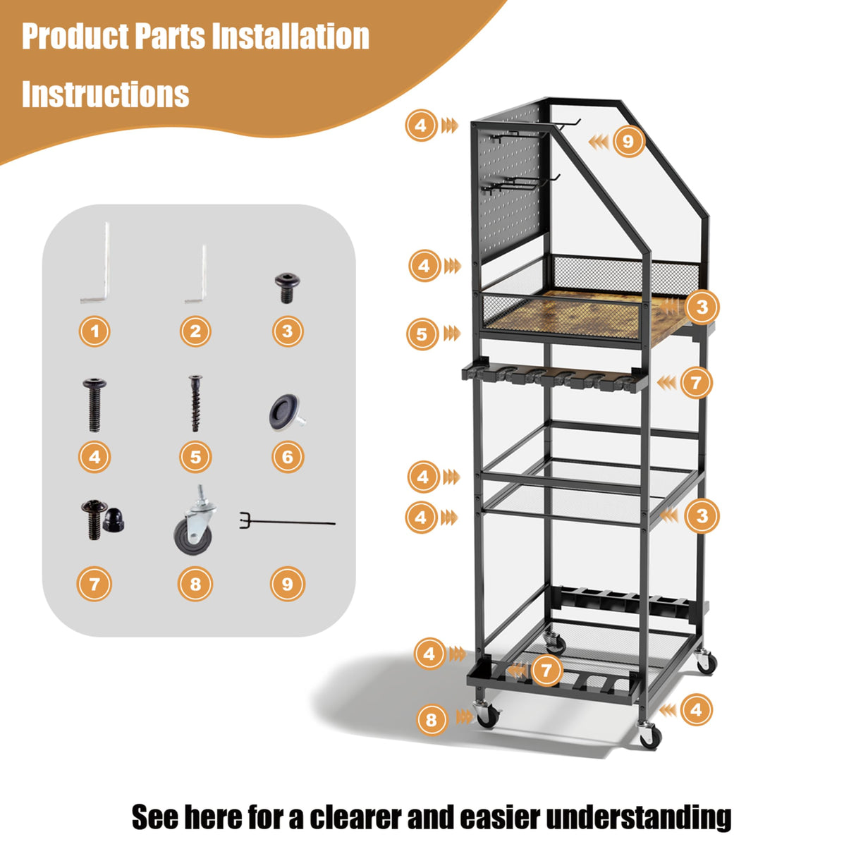 AQNTQCN Fishing Rod Holders for Garage, Fishing Pole Holders, 3-Tier Fishing Pole Rack Holds 12 Rods with Wheels for Garage, Basement or Indoor, For Fishing Rod Tackle Box Storage AQNTQCN