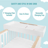 Dream On Me Orion 5-in-1 Convertible Crib with Removable Changing Tray in Vintage White Oak, JPMA & Greenguard Gold Certified, Made of Sustainable New Zealand Pinewood Dream On Me