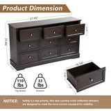 LOUVIXA Farmhouse Dresser 9 Drawer, Bedroom Chest of Drawers, Dressers with 9 Drawers, Wooden Dressers for Bedroom, Living Room, Tv Stand, Entryway (Brown-9 Drawers) LOUVIXA