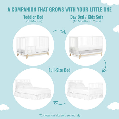 Dream On Me Hygge 5-in-1 Convertible Crib in Weathered Vintage Oak, JPMA & Greenguard Gold Certified, Made of Sustainable Pinewood, Easy to Clean, Safe Wooden Nursery Furniture