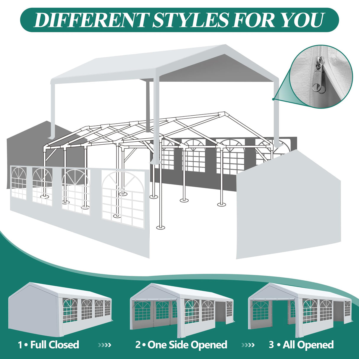 GARTOO 13' x 26' Heavy Duty Party Tent - Outdoor Event Shelter Canopy Wedding Gazebo with 4 Sand Bags for Outdoor Event, Wedding, Birthday Party GARTOO