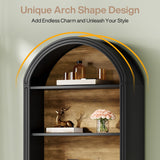 Tribesigns 6-Tier Black Arched Bookshelf, 77.16" Tall Arched Bookcase with Storage Shelves, Floor Standing Open Display Shelving Unit for Living Room, Bedroom, Home Office(Black, 6-Tier) Tribesigns