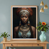 Diamond Painting Kit, 30x40cm African Woman with Jewelry Portrait, Cultural Art DIY Craft, Unique Home Wall Decor, Gift for Her Amz Camel