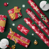 WRAPAHOLIC Christmas Wrapping Paper Roll - Mini Roll - 3 Rolls - 17 Inch x 120 Inch Per Roll - Red Nutcracker, Snowflake, Candy cane and Holly Holiday Collection WRAPAHOLIC