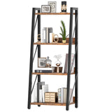 HOOBRO Ladder Shelf, 4-Tier Bookshelf, Corner Bookcase, Freestanding Storage Shelf Display Organizer, for Living Room, Bedroom, Home Office, Kitchen, Rustic Brown and Black BF304CJ01 HOOBRO