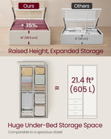 VASAGLE Lift Up Storage Bed Frame Twin Size, Hydraulic Platform Bed, with Upholstered Headboard, 550 lb Weight Capacity, No Box Spring Needed, Easy Assembly, Modern, Cappuccino Beige URMB603W01 VASAGLE