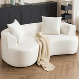 80“ Curved Loveseat for Small Spaces, White Curved Couches for Living room, Compression Sofa in a Box with 2 Pillows, Small Couch for Bedroom with Wide Armrest & Memory Foam, No Assembly Required Thctvous