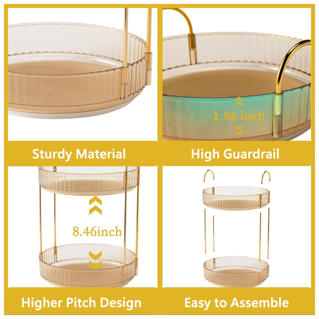 Asayuee 360 Rotating Makeup Organizer for Vanity,3 Tier Large Capacity Vanity Storage,Skincare Perfume Spinning Organizer,Bathroom Cosmetics Storage Makeup Stand Organizer (Gold-3 Tier) Asayuee