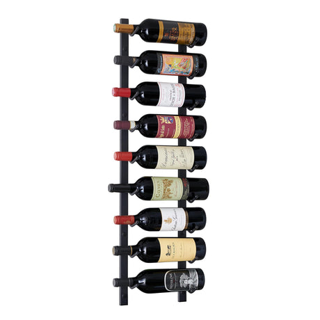 Wine Enthusiast N'FINITY 9 Bottle Wall Mounted Metal Wine Rack – Label Forward Wine Rack with Easy Installation - 3' Tall, 1 Column Deep (Black) Wine Enthusiast