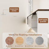 Floating TV Stand with Doors, 63'' Farmhouse Floating TV Shelf for TVs up to 80 Inch, 2 Tier Wall Mounted TV Stand, Floating Entertainment Center, TV Floating Cabinet for Living Room, Bedroom, White ALLSTAND