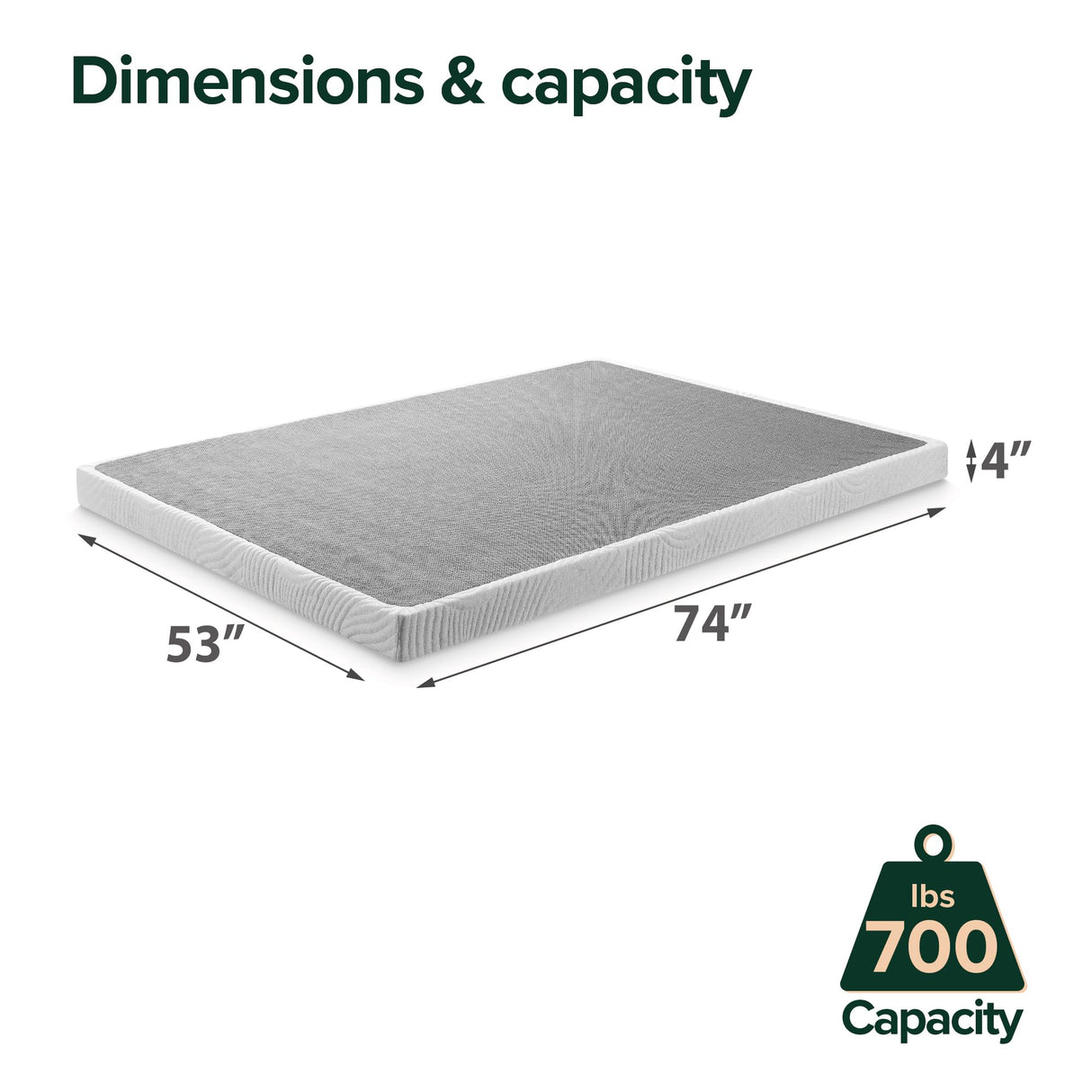 ZINUS Quick Lock Metal Smart Box Spring, 4 Inch Mattress Foundation, Strong Metal Structure, Easy Assembly, Full, White Zinus