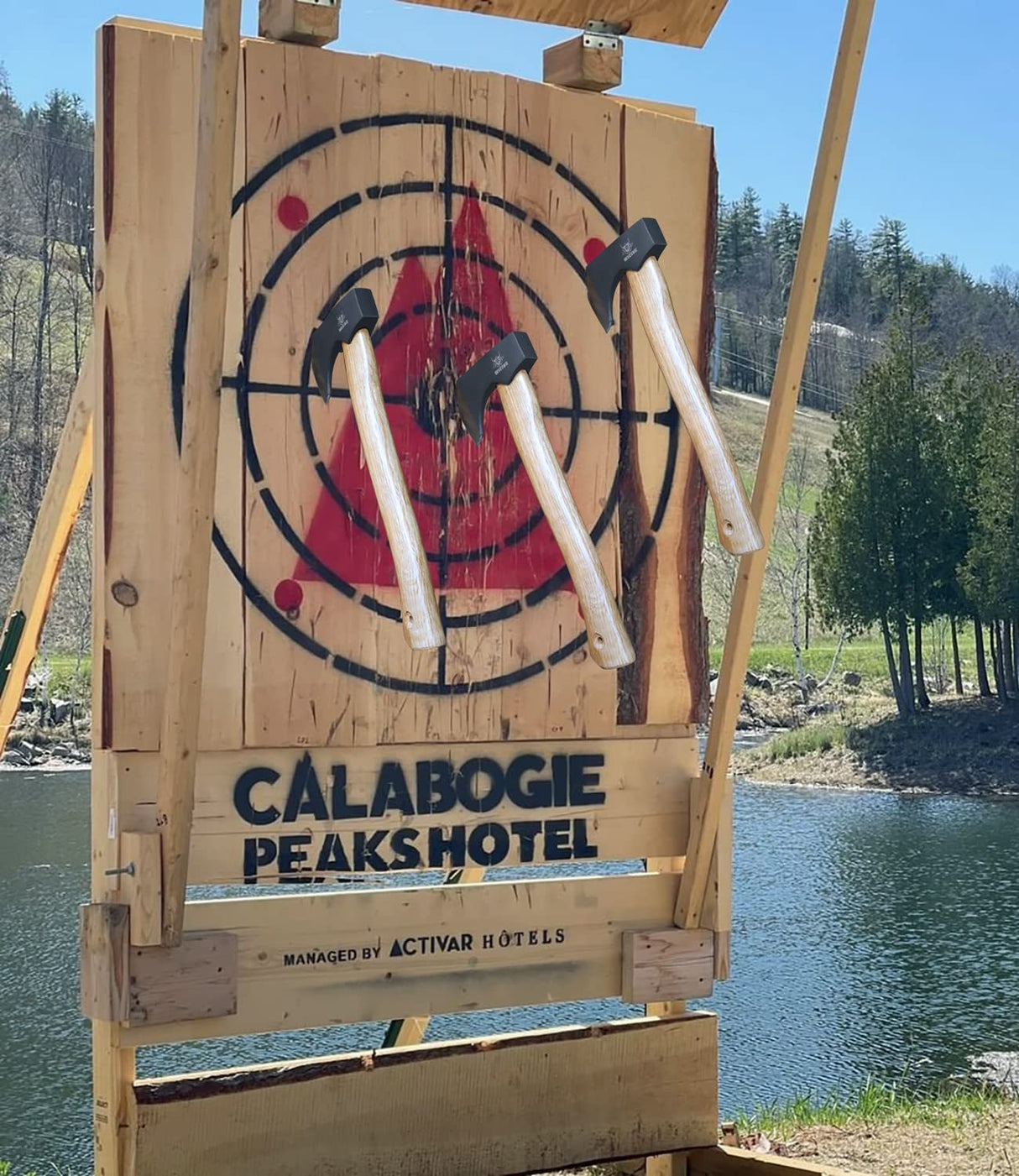 WICING Throwing Axes - 14" Throwing Hatchet Great for Axe Throwing Competitions, High Carbon Steel Forged & Wooden Handle 3 Pack WICING