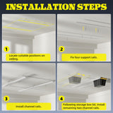 Mokemok Overhead Garage Storage Rack Extra Large-Organizes Up to 15 Tote Bins 0.1-inch Thickened Heavy Alloy Steel Garage Tote Storage System with Adjustable Rails-Ceiling Storage Rack Mokemok