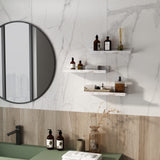 Lavezee 16 Inch Floating Shelves for Wall Set of 3, Rustic Picture Ledge Wall Mounted Shelf for Living Room, Bedroom, Kitchen, Bathroom, Distressed White Lavezee