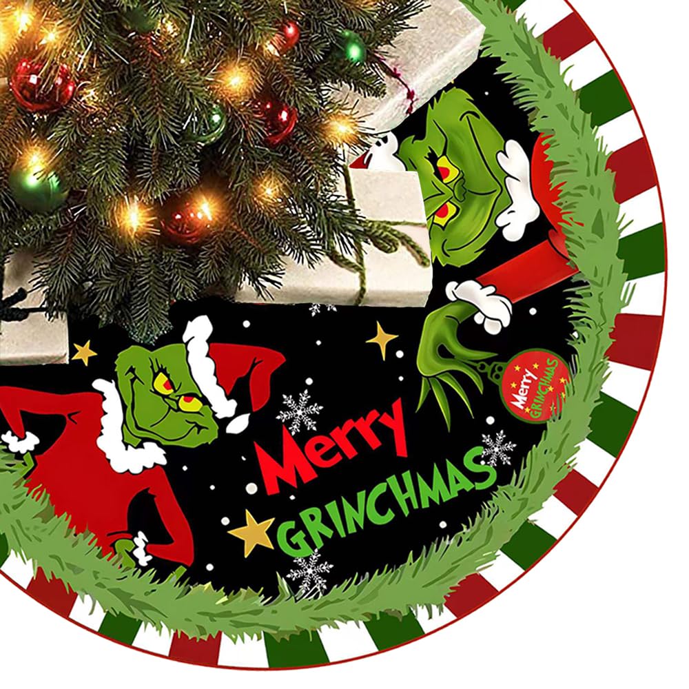 Christmas Tree Skirt 48 Inches Tree Skirts, Large Christmas Decor Mat for Decor Holiday Party Indoor Outdoor Wvapzwr