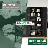 Letaya Metal Black Storage Cabinet with Lock-71 Tall Metal Pantry Cabinets,5 Adjustable Shelves and Lock Door for Home,Office,Warehouse,Utility Room Letaya