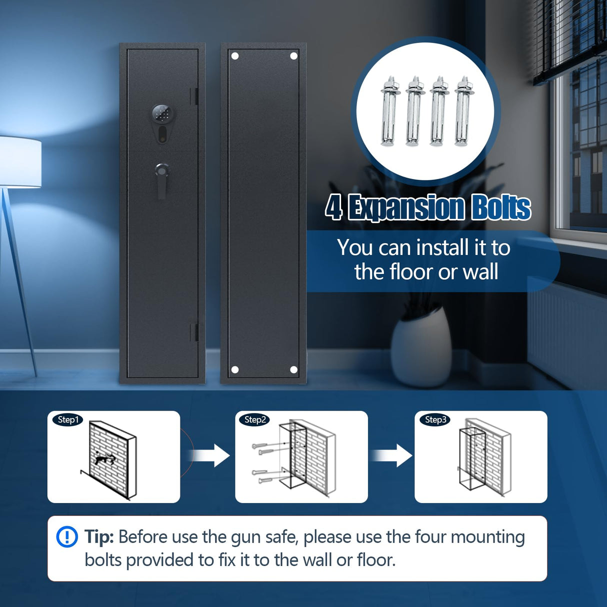 KAER 4-5 Gun Safes,Gun Safe for Rifles and Pistols,Shotgun Rifle Safe,Gun Safes for Rifle and Shotguns,Long Gun Cabinets with Fingerprint/Digital Keypad/Removable Shelf for Rifles Safes KAER