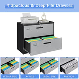 Yizosh 2 Drawer File Cabinet with Lock, Filing Cabinet for Home Office, Metal Locking Office File Storage Cabinet with Drawers, Lateral Filing Cabinet Organizer for Letter/Legal/F4/A4 Yizosh