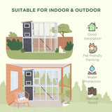 PawHut Outdoor Catio, Cat House Wooden Feral Cat Shelter, Cat Cage with Platforms, Waterproof Asphalt Roof, Ramps, 77" L, Light Gray PawHut