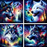 SHICERNHJ 4 Packs Animal Wolf Series Diamond Art Kits for Adults,5D Diamond Painting Kits for Beginner,DIY Full Drill Diamond Dots with Gem Art Kits for Adults,Home Wall Decor 12 x 12Inch SHICERNHJ