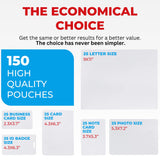 5MIL Thermal Laminating Sheets (150 Count) Letter, Photo, Card, Notecard, ID Badge and Business Card Sizes, Laminating Pouches Compatible with Laminators, Crystal Clear Laminated Finish Simply Cool