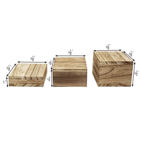 MOOCA Customizable Wooden Display Risers Set - 3 Different Height Stands for Jewelry, Watches, Cosmetics, and Accessory, Oak Color MOOCA