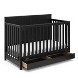 Graco Hadley 5-in-1 Convertible Crib with Drawer (Black) – Combo, Includes Full-Size Nursery Storage, Converts from Baby Crib to Toddler Bed, Daybed Graco