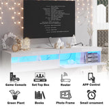 ANTISTA Floating TV Stand with Led Lights, 71 inch Wall Mounted TV Shelf with Power Outlet, Modern Entertainment Center Media Console with Storage Cabinet, Up to 80 Inch TVS, White ANTISTA