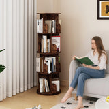 Huisenitre 360°Rotating Bookshelf,4 Tier Corner Bookcase,Book Shelf,Floor Storage Wood Organizer for Sturdy,Home Office,Living Room,Bedroom,Kids Room Huisenitre