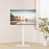 WALI Floor TV Stand with Power Outlet, Tall TV Stand Mount for 32-70 inch TVs up to 110 lbs, Swivel and Height Adjustable TV Stands with Wood Base for Bedroom, Office(TVDVD-7PW), White WALI