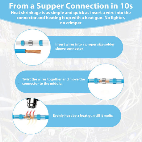 455 PCS Heat Shrink Self Soldering Butt Connector, Solder Seal Wire Connectors Kit, Waterproof Wire Solder Stick Splice Connector for Marine Electrical Automotive (5 Colors/5 Sizes/ 26-10 Gauge) AKOSN