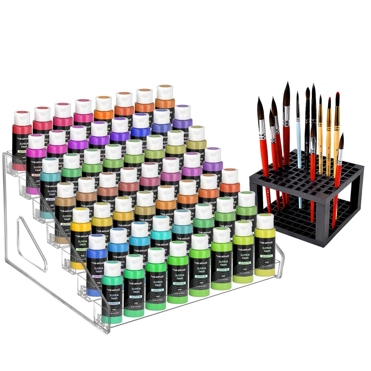 UpChoNice 7-Layer Clear Paint Organizer & Brush Holder, Snap-On Design Miniature Multi-Layer Storage Rack for Model Paints, Alcohol Inks, Nail Polish & Craft Supplies, Easy Assembly UpChoNice