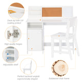 UTEX Kids Study Desk with Chair, Wooden Children School Study Table with Hutch and Chair for 3-8 Years Old, Student's Study Computer Workstation & Writing Table for Home School Use UTEX