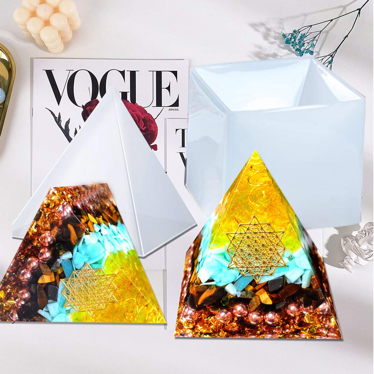 Large Pyramid Resin Mold Big Pyramid Mold for Resin Pyramid Silicone Mold Epoxy Resin Casting Mold for DIY Jewelry Casting Crafts Chistepper