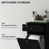 HOMCOM Laundry Hamper Cabinet with Removable Basket, Tilt Out Laundry Hamper Cabinet with Drawer and Beadboard Door, Laundry Cabinet Bathroom Storage Cabinet, Black HOMCOM