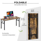 Need Home Office Desk Large Computer Desk 60 inch Sturdy Table Foldable Desk Gaming Computer Table No Assembly Required, Rustic Brown&Black Frame AC5FB(152.4 * 60) Need